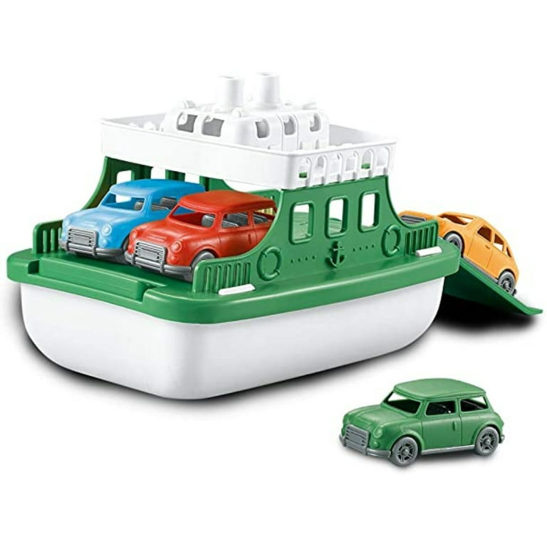 Fun Carry Ship, Green Toys Ferry Boat with 4 Cars Bathtub Toy, 100%  Recycled Plastic Toys, Water Toys for 3 Year Old boys or girls