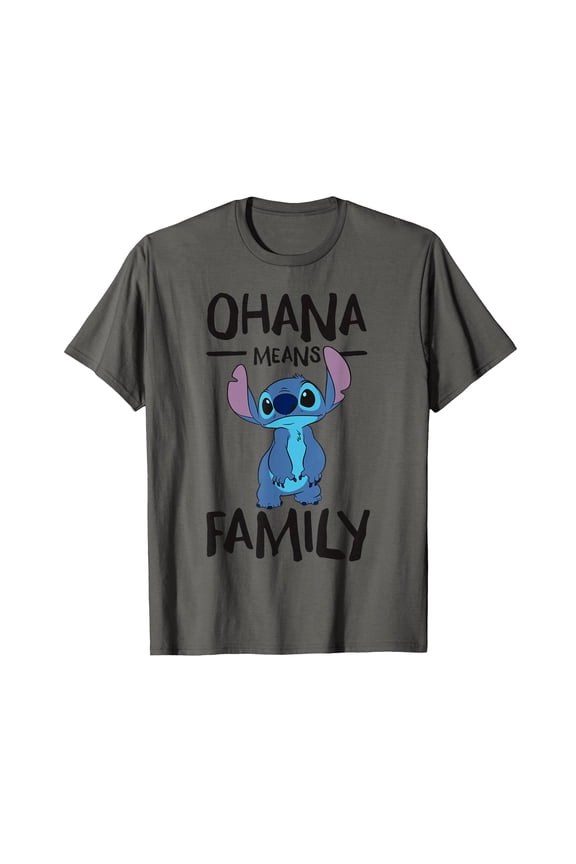 Fun Cartoon Character Ohana Means Family T-Shirt for Comfortable Everyday Wear