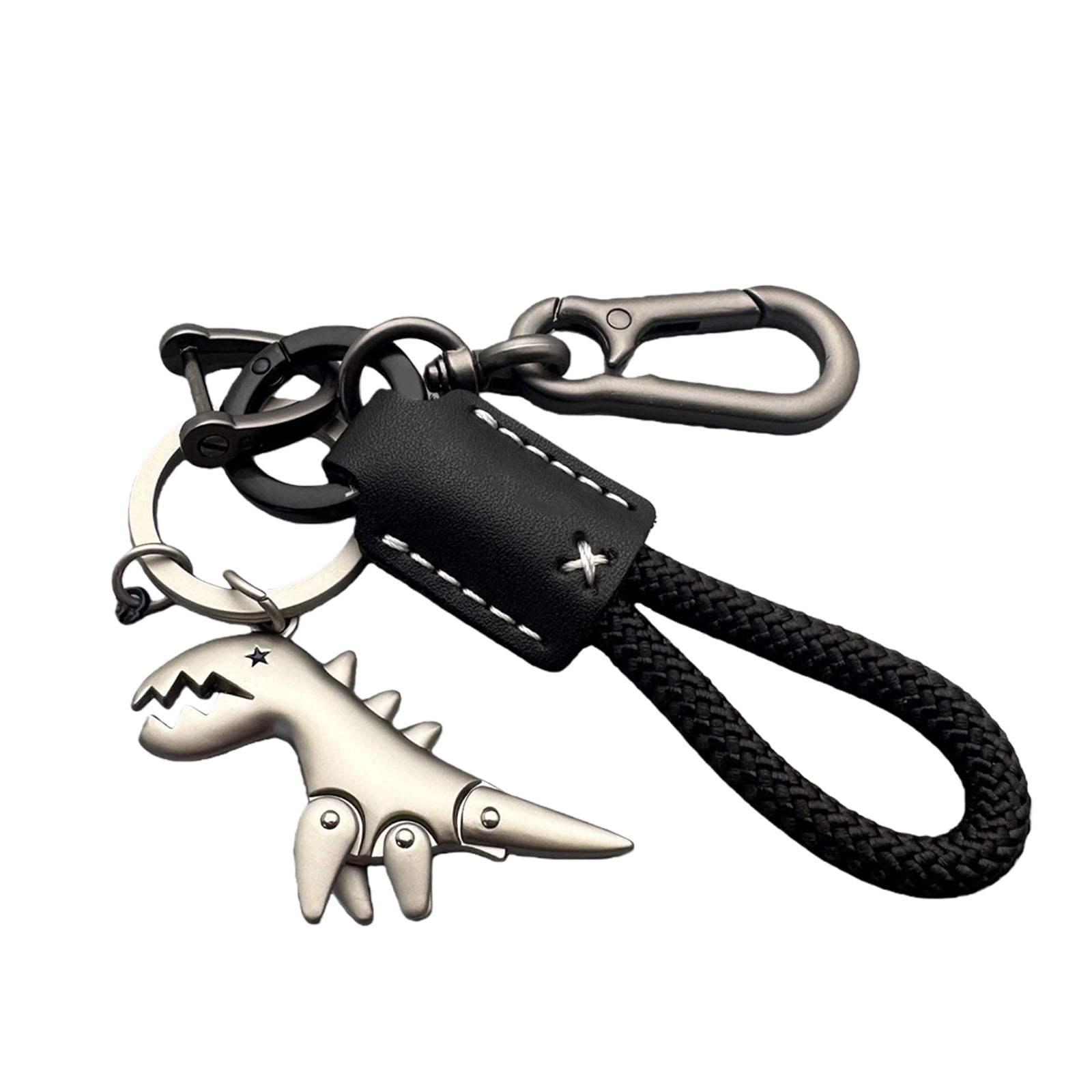Dinosaur Key Rack Fun Cartoon Dinosaur Braided Leather Key Holder for Easy Attachments to ...