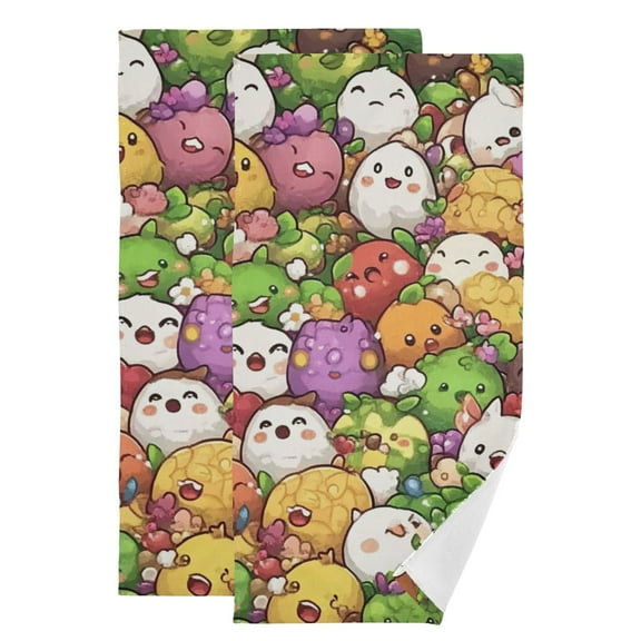 Fun Cartoon Fruit Hand Towel Absorbent Bath Towels for Bathroom Sports Gym(28.3" X 14.4") Set of 2