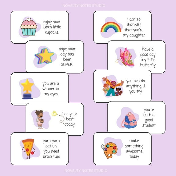 Fun Cartoon Inspo Lunch Note Cards