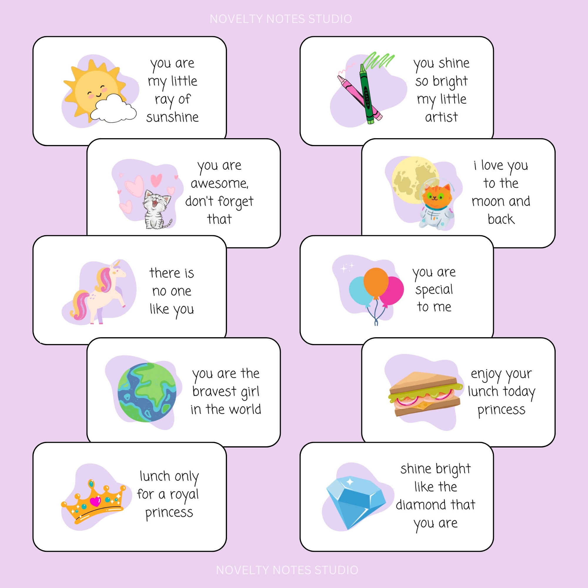 Fun Cartoon Inspo Lunch Note Cards - Walmart.com