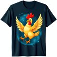 thumbnail image 1 of Fun Cartoon Rooster Graphic on Black T-Shirt for Casual Wear, 1 of 5