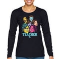 thumbnail image 1 of Fun Cartoon Teacher Portraits Long Sleeve T-Shirt for Women - Stylish & Design, 1 of 5