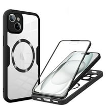 Fun-Casery Full Body Clear Case for iPhone 14 Plus, Compatible with Mag-safe Built-in Screen Protector Shockproof Anti-Scratch Non-Yellowing Phone Case for iPhone 14 Plus,Black