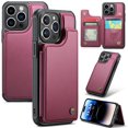 thumbnail image 1 of Fun-Casery for iPhone 12/12 Pro Case with Card Holder, RFID Blocking Wallet Case Durable PU Leather Kickstand Slim Heavy Duty Shockproof Protective Case for iPhone 12/12 Pro,Winered, 1 of 9