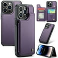 thumbnail image 1 of Fun-Casery for iPhone 12/12 Pro Case with Card Holder, RFID Blocking Wallet Case Durable PU Leather Kickstand Slim Heavy Duty Shockproof Protective Case for iPhone 12/12 Pro,Purple, 1 of 9