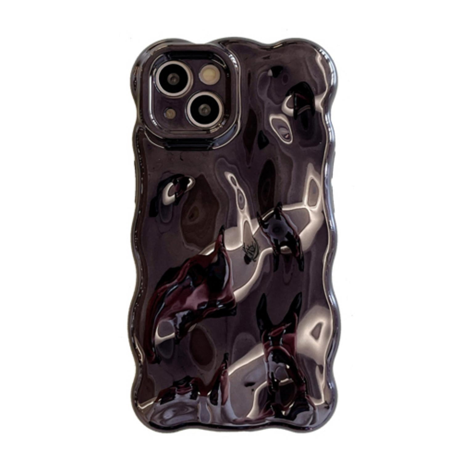 Fun Casery for iPhone 15 Plus Case Lovely Wave Bubble Wrap Pattern 3D Curly Wave Electroplated Glittering Soft TPU Shockproof Edge Raised Protective