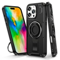 Fun-Casery for iPhone 15 Pro Max Case, Military Built-in Kickstand Heavy Duty Shockproof Anti-Scratch Rugged Protective Phone Case for iPhone 15 Pro Max,Black