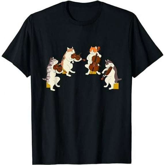 Fun Cats Playing Violin Cello Shirt Gift Music Cat Lover Tee T-Shirt