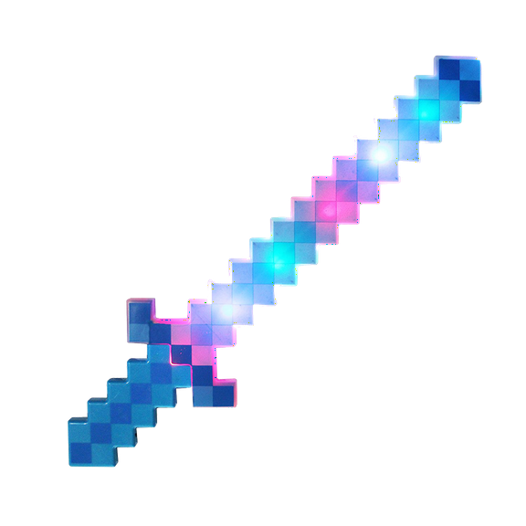 Fun Central (BC671) 1 pc 24 Inch Light Up Blue Pixel Sword ,Foam Pixel Sword, LED Light Up Toys, Light Sabers for Kids