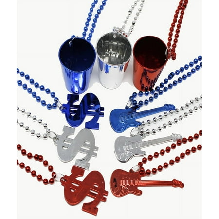 Fun Central (BC864) 72 pcs, 33 Inch, 7mm Assorted Metallic Mardi Gras Beads, Mardi Gras Beads Necklace for Kids