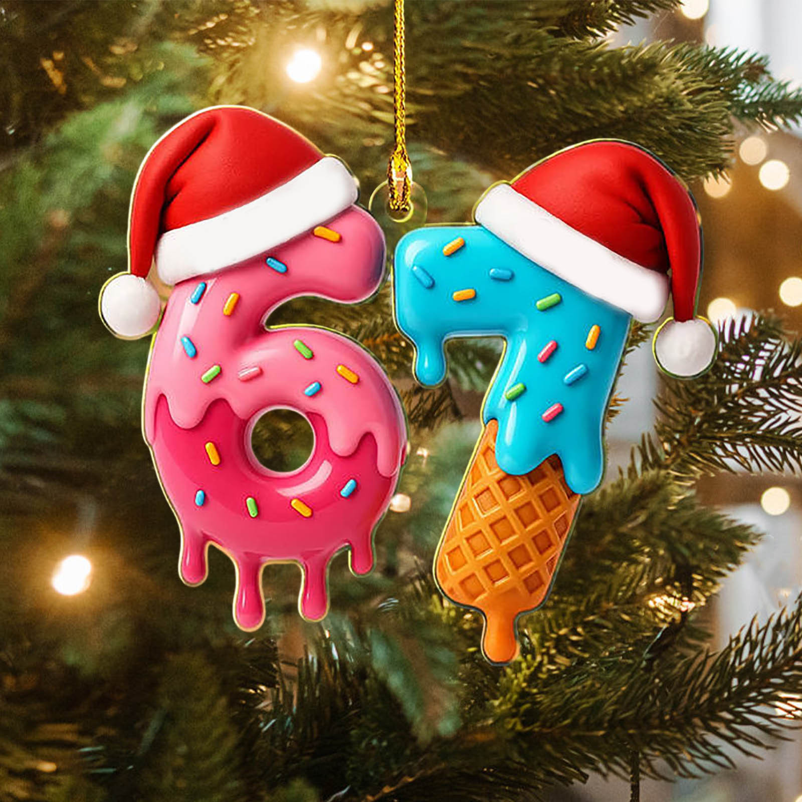 Fun Christmas 67 Ornament,2D Acrylic Christmas Tree Hangning Ornaments ...