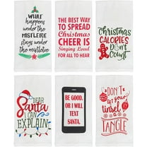 Fun Christmas Kitchen Towels Set Xmas Dish Towels Funny Sayings Holiday Flour Sack Kitchen Towels White 100% Cotton