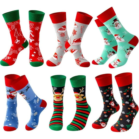 Fun Christmas Socks for Men - Funny Xmas Gifts for Men and Women Novelty Cozy Unisex Crew Cotton Sock Set