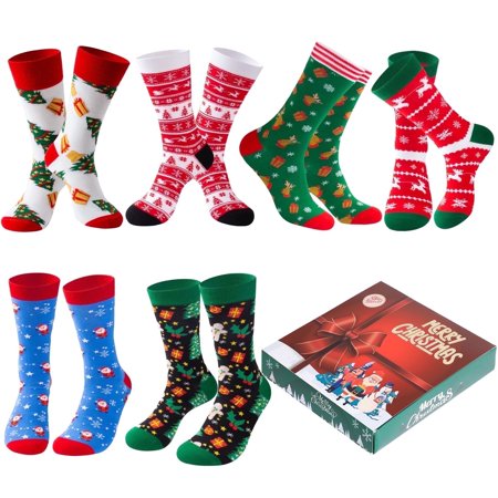 Fun Christmas Socks for Men - Funny Xmas Gifts for Men and Women Novelty Cozy Unisex Crew Cotton Sock Set