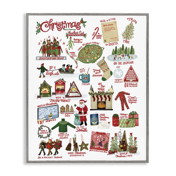 Stupell Industries - Fun Christmas Traditions Gray Framed Giclee Art, 24 x 30, Made In USA