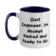 thumbnail image 1 of Fun Civil engineer Two Tone 11oz Mug, Civil Engineer. I'm Always, Perfect Gifts for Coworkers from Boss, Birthday Unique Gifts, Coffee mug, Tea mug, Ceramic mug, Travel mug, Stainless steel mug, 1 of 2