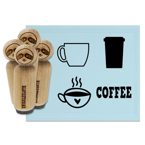 Fun Coffee Cup Travel Mug Rubber Stamp Set for Scrapbooking Crafting Stamping - Small 3/4 Inch