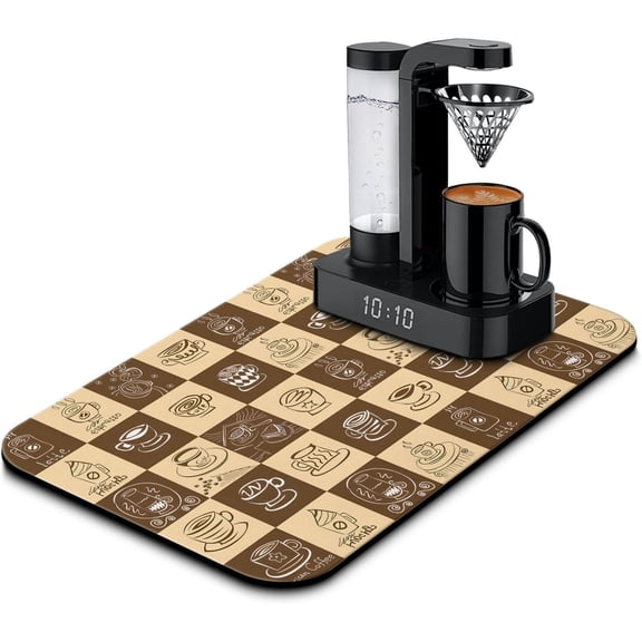 Fun Coffee Mat 19inx12in,Coffee Bar Mat for Countertops,Absorbent Hide Stain Anti-Slip Coffee Bar Accessories Fit Under Coffee Machine Mat,Dish Drying Mats for Kitchen