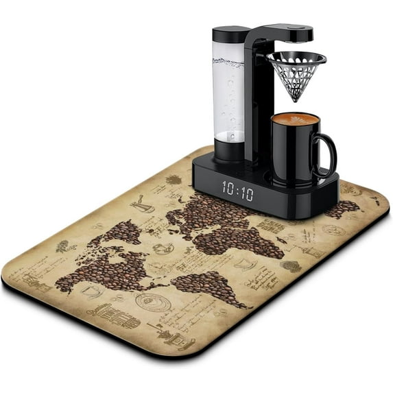 Fun Coffee Mat 19inx12in,Coffee Bar Mat for Countertops,Absorbent Hide Stain Anti-Slip Coffee Bar Accessories Fit Under Coffee Machine Mat,Dish Drying Mats for Kitchen