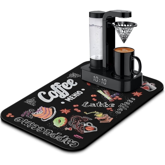 Fun Coffee Mat 19inx12in,Coffee Bar Mat for Countertops,Absorbent Hide Stain Anti-Slip Coffee Bar Accessories Fit Under Coffee Machine Mat,Dish Drying Mats for Kitchen