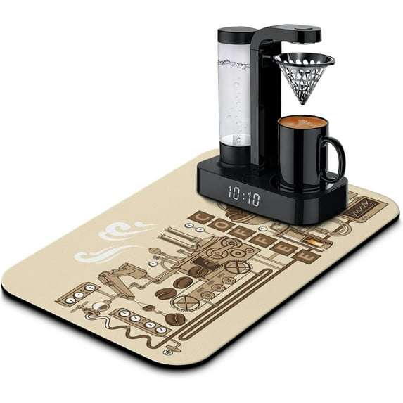 Fun Coffee Mat 19inx12in,Coffee Bar Mat for Countertops,Absorbent Hide Stain Anti-Slip Coffee Bar Accessories Fit Under Coffee Machine Mat,dish Drying Mats for Kitchen