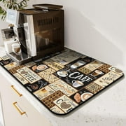 Fun Coffee Mat 19inx12in,Coffee Bar Mat for Countertops,Absorbent Hide Stain Anti-Slip Coffee Bar Accessories Fit Under Coffee Machine Mat,dish Drying Mats for Kitchen