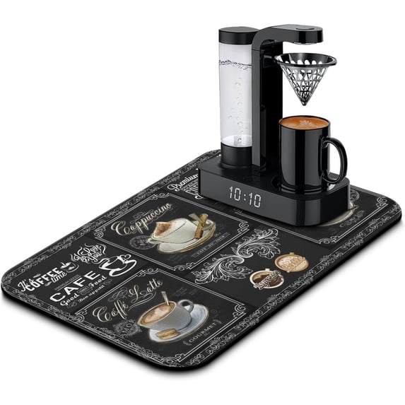 Fun Coffee Mat 19inx12in,Coffee Bar Mat for Countertops,Absorbent Hide Stain Anti-Slip Coffee Bar Accessories Fit Under Coffee Machine Mat,dish Drying Mats for Kitchen