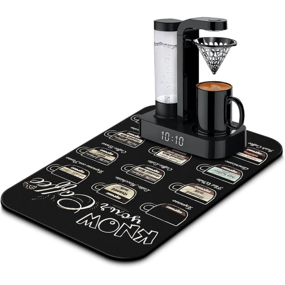 Fun Coffee Mat 19inx12in,Coffee Bar Mat for Countertops,Absorbent Hide Stain Anti-Slip Coffee Bar Accessories Fit Under Coffee Machine Mat,dish Drying Mats for Kitchen
