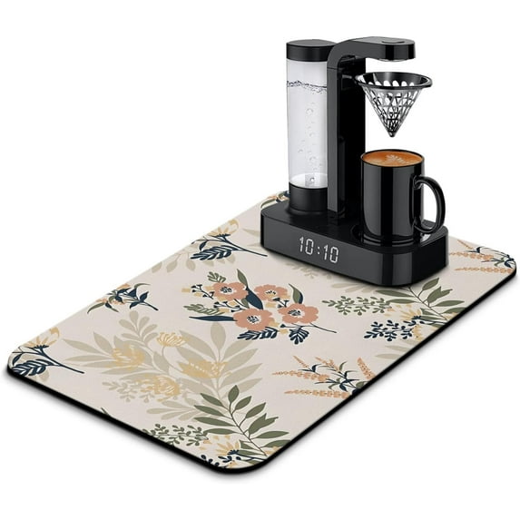 Fun Coffee Mat 23inx15in,Coffee Bar Mat for Countertops,Absorbent Hide Stain Anti-Slip Coffee Bar Accessories Fit Under Coffee Machine Mat,dish Drying Mats for Kitchen