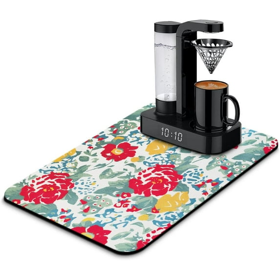 Fun Coffee Mat 24inx16in,Coffee Bar Mat for Countertops,Absorbent Hide Stain Anti-Slip Coffee Bar Accessories Fit Under Coffee Machine Mat,dish Drying Mats for Kitchen