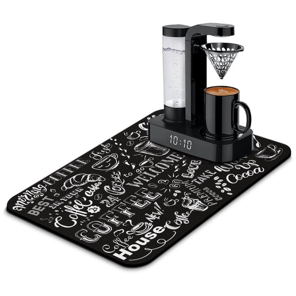 Fun Coffee Mat Coffee Bar Mat for Countertops,Absorbent Hide Stain Anti-Slip Coffee Bar Accessories Fit Under Coffee Machine Mat,dish Drying Mats for Kitchen Multicolor,Modern,Coffee PatternAbsor