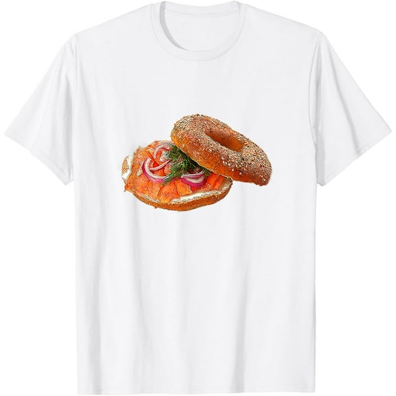 Fun Color Bagel With Lox Food T-ShirtMen's and women's pure cotton short-sleeved shirts