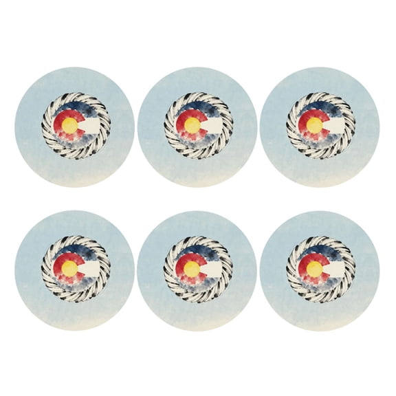 Fun Colorado Pattern Set of 6 Faux Leather 4 Inch Coasters Drinks Tabletop Home Dinning Round Shape