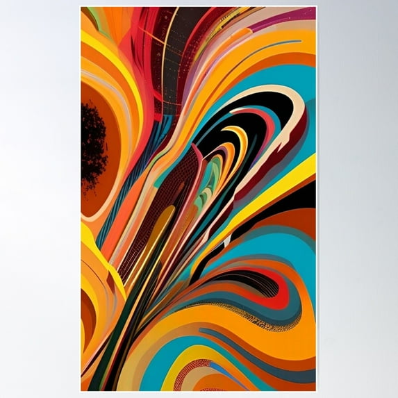 Fun Colorful Art Bright Geometric Abstract Rainbow Poster Wall Art, Modern Wall Decor For Living Room Bedroom, 24x36 UNFRAMED