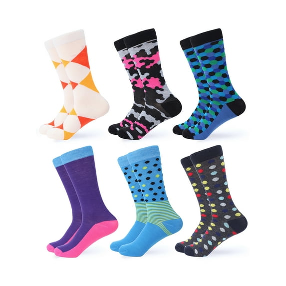 Fun Colorful Dress Socks 6 Pack Color: Chic Collection Size: 13-15