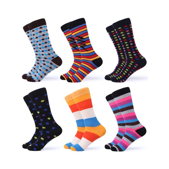 Fun Colorful Dress Socks 6 Pack Color: Classy Collection Size: 13-15