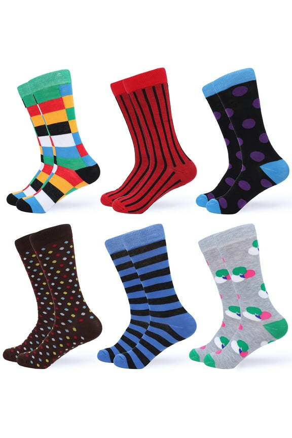 Fun Colorful Dress Socks 6 Pack Color: Fun Collection Size: 10-13