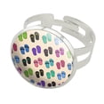thumbnail image 1 of Fun Colorful Flip Flops on Sand Pattern Silver Plated Adjustable Novelty Ring, 1 of 3