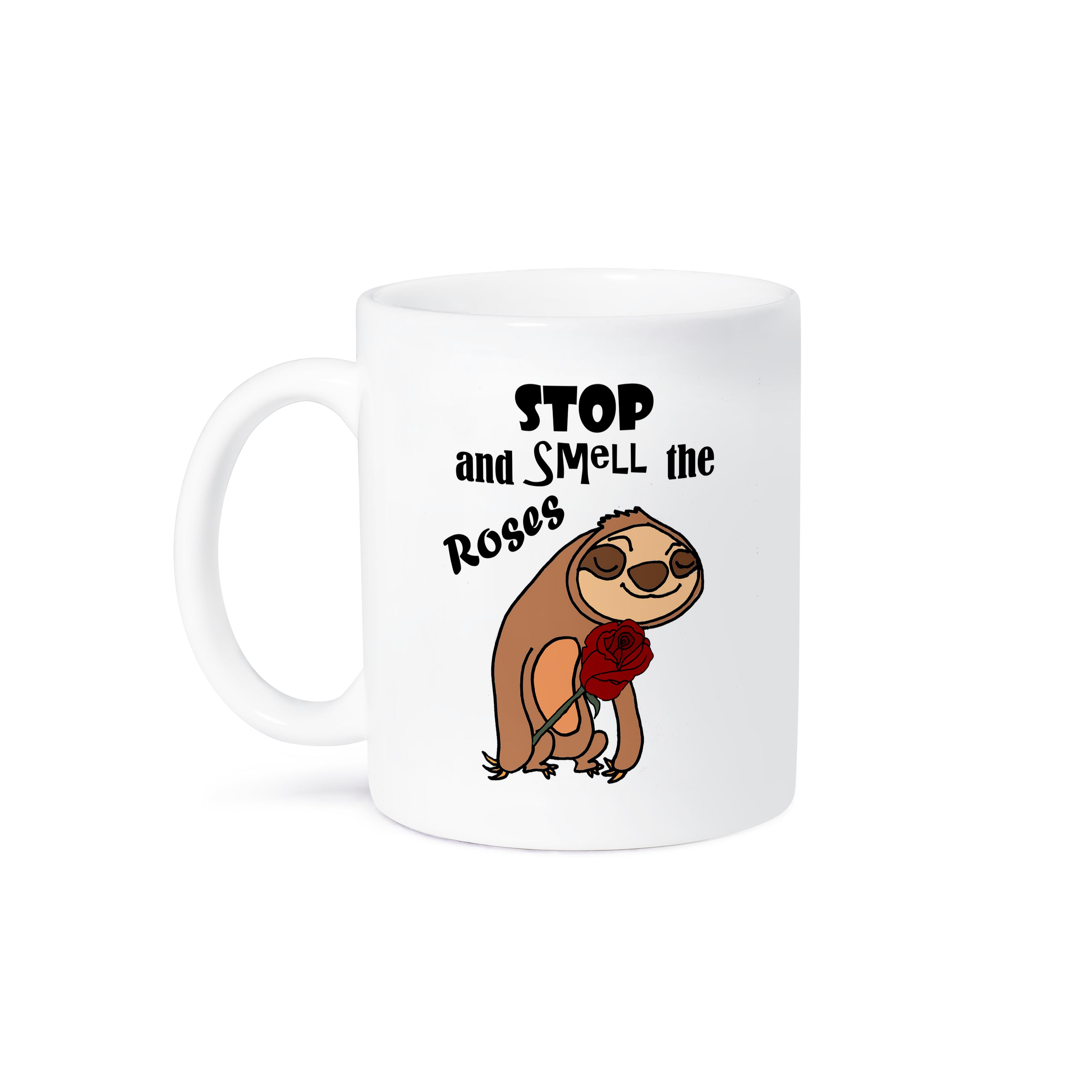 3drose, Fun Cool Sloth with Red Rose Says Stop and Smell the Roses ...