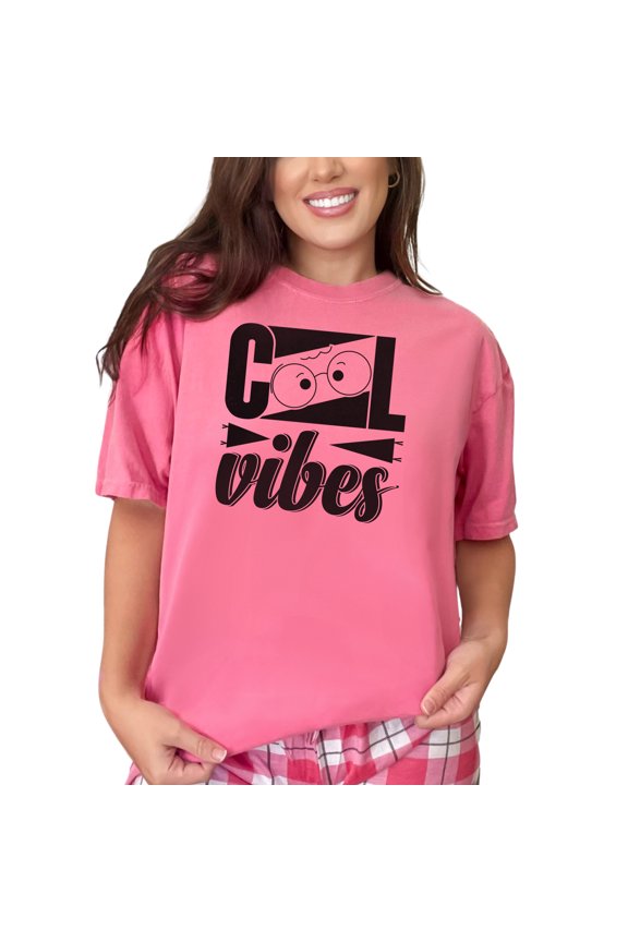 Fun Cool Vibes With Glasses, Crunchberry Comfort Colors T-Shirt, Small