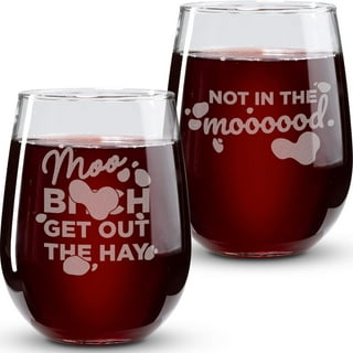 Udderly Fabulous Stemless Wine Glass - Funny Cute Cow Gifts for Women - Fun  Cow Themed Decor - Large