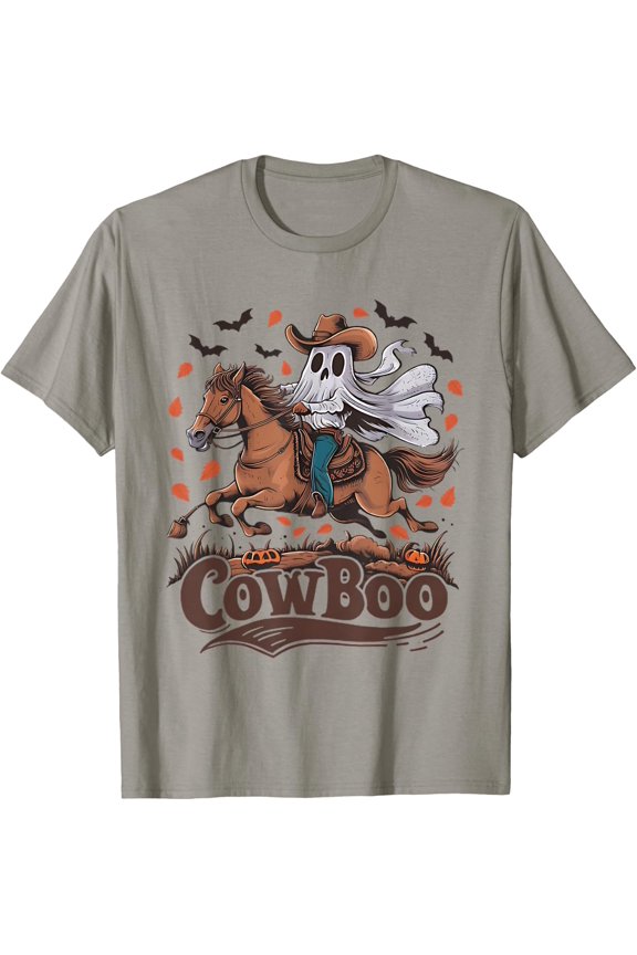 Fun Cowboo Ghost Riding Horse Western Cowboy Ghost Halloween T-Shirt