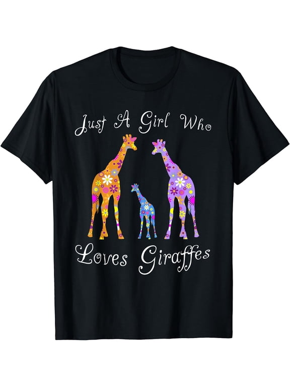 Fun Cute Just A Girl Who Loves Giraffes T-Shirt