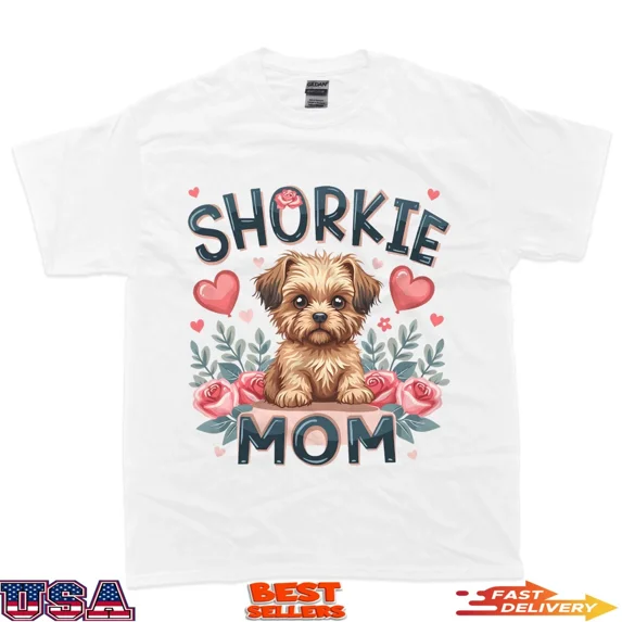 Fun Cute Kawaii Shorkie Mom Owner Lover Cartoon Hearts Breed T-Shirt