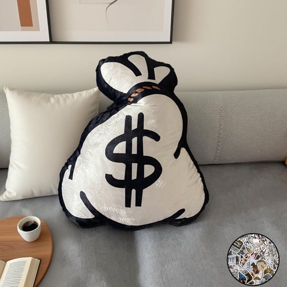 Fun Decorative Pillows, Money Shaped Plush Pillow Send Stickers, Suitable for Livingroom, Bedrooms, Cars, and as Gifts for Friends
