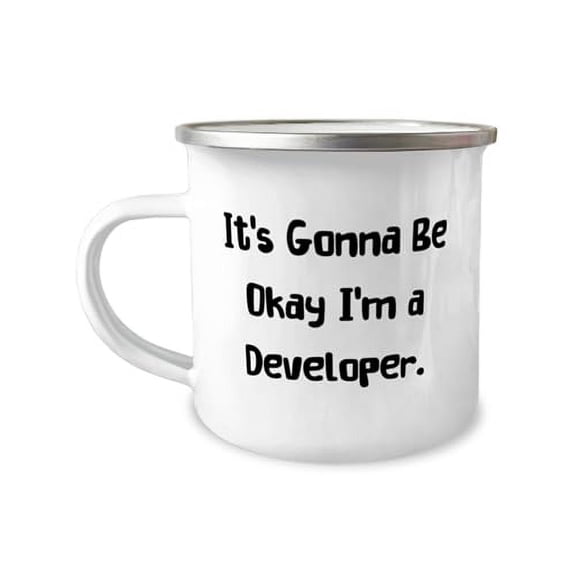 Fun Developer 12oz Camper Mug, It's Gonna Be Okay I'm a Developer, Present For Men Women, New Gifts From Friends, Gifts for colleagues, Presents for colleagues, Christmas gifts for colleagues, Secret