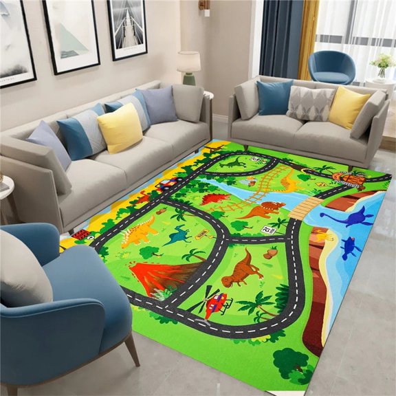 Fun Dinosaur Animal Park Track Carpet Interactive Floor Mat Living Room Bedroom Sofa Rug Kid's Playmat Parent-child Activity Rug