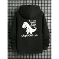 thumbnail image 1 of Fun Dinosaur Print Hoodie, Cool Men's Hoodie, Men's Casual Graphic Design Hoodie Hoodie Streetwear Winter Fall,Black Hoodie, 1 of 6